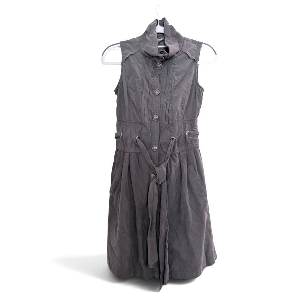 Poetry Gunmetal Gray Sleeveless Utility Military Dress Lace Up Back S Steampunk